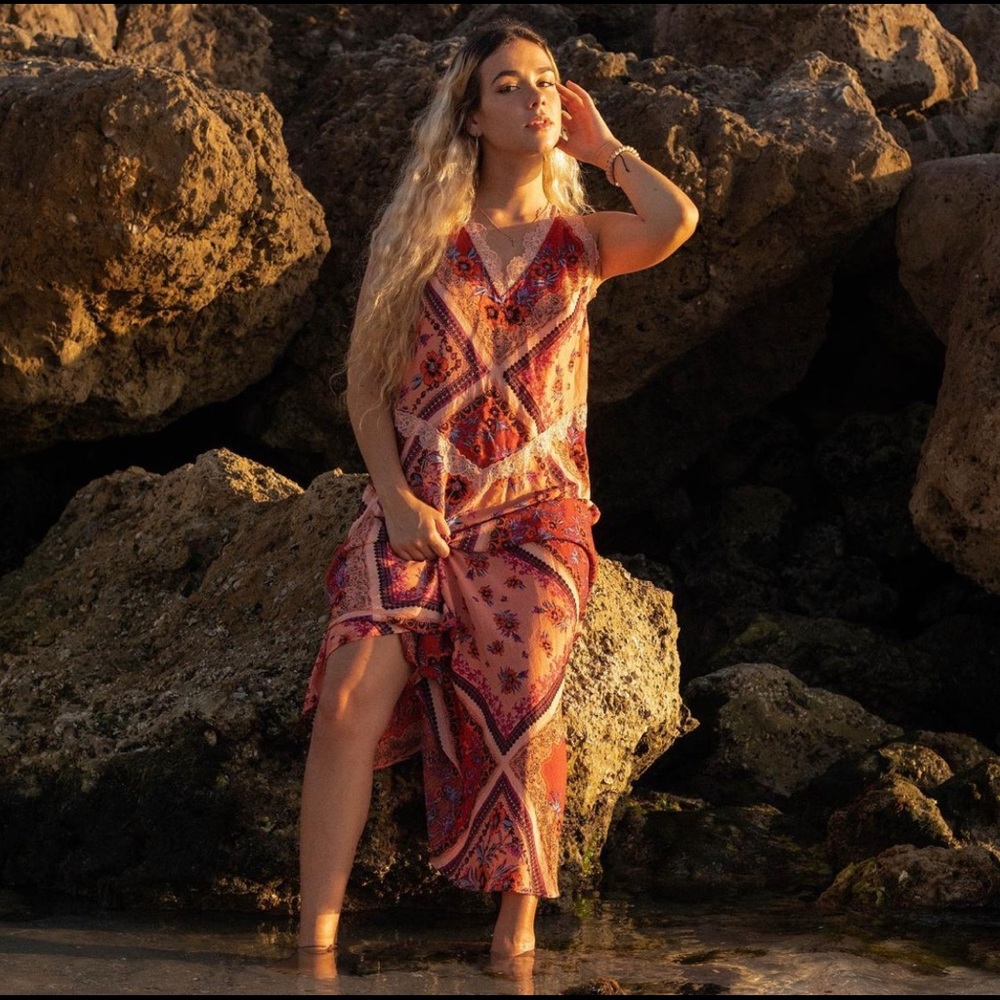 Intimacy free people maxi dress red Stevie